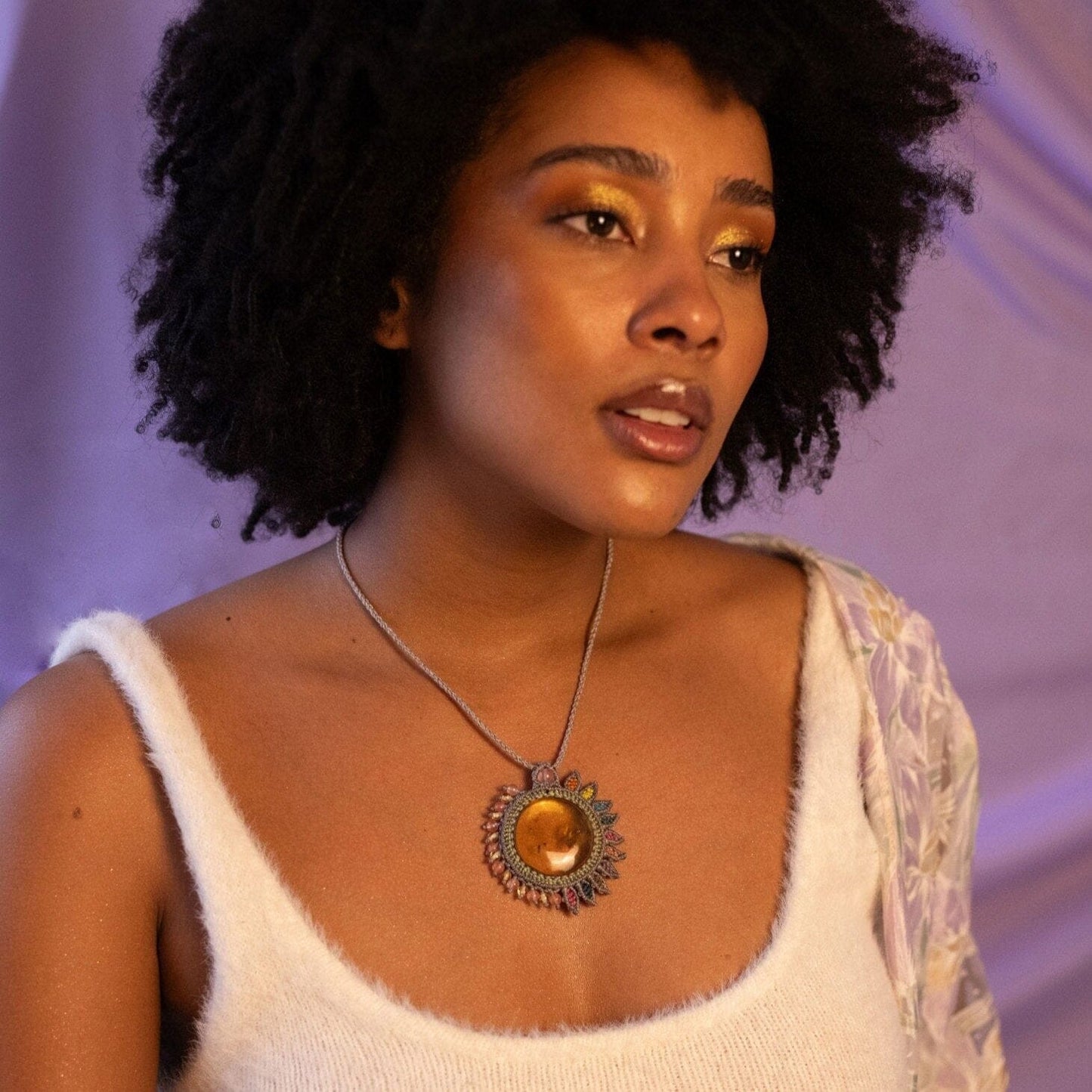 Amber Rising Macrame Necklace