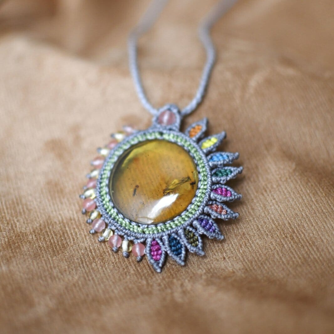 Amber Rising Macrame Necklace