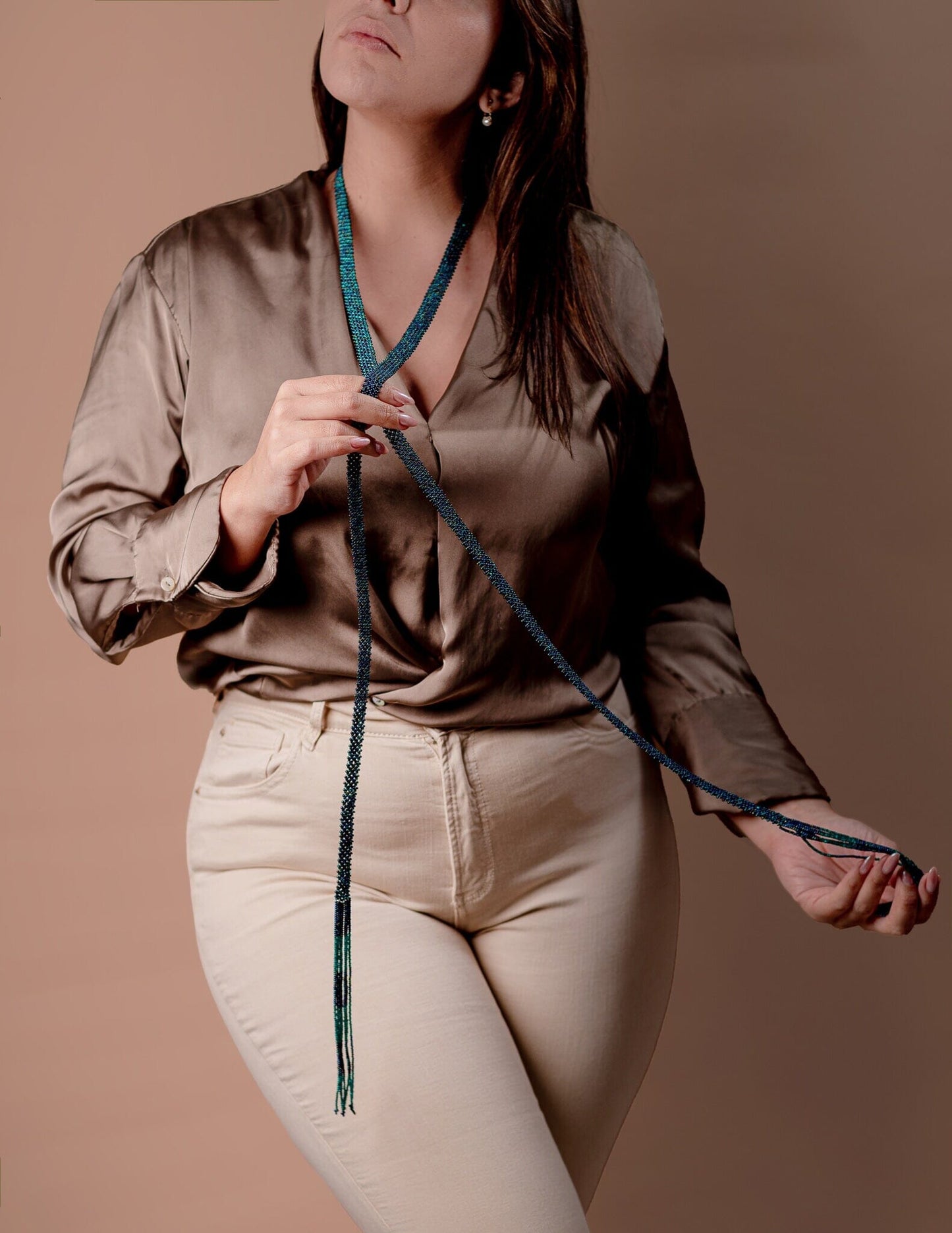 Skinny Scarf Metallic Teal